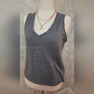 Madewell Gray Marled Cotton V Neck Tank Top Sleeveless Size L
